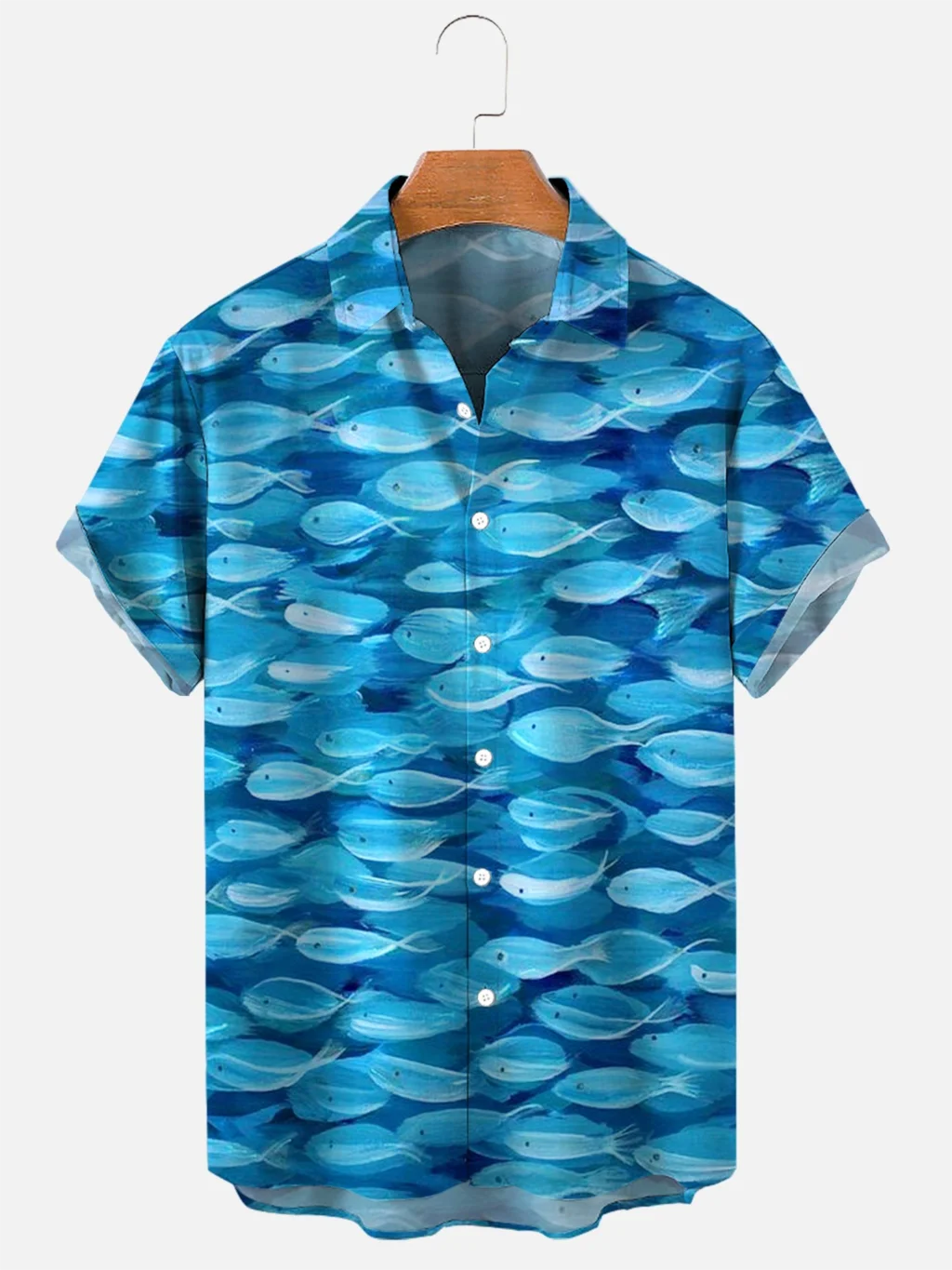Camisa hawaiana - peces azul