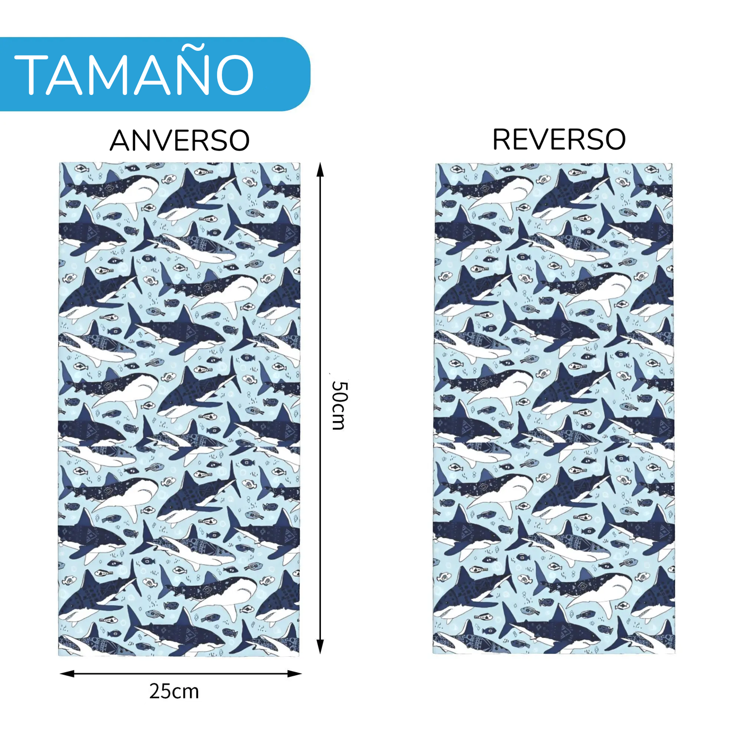 Bandana multiusos tiburones | Cuello calentito, pelo controlado y estilo salado