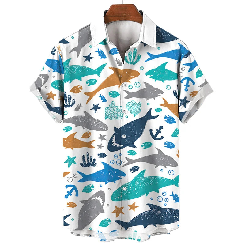 Camisa hawaiana - tiburones colores