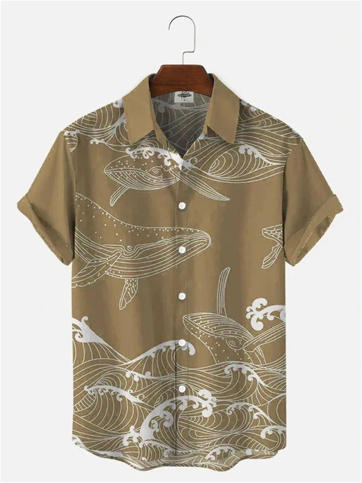 Camisa hawaiana - ballenas monocolor