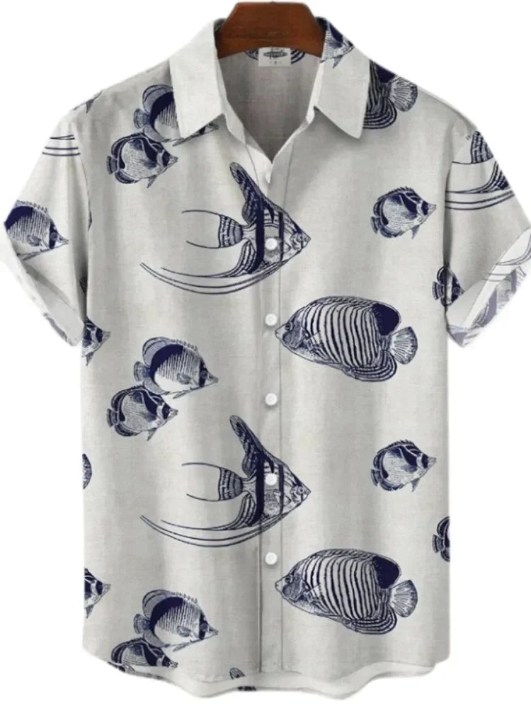 Camisa hawaiana - peces silueta
