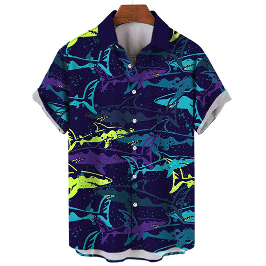 Camisa hawaiana - tiburones colores