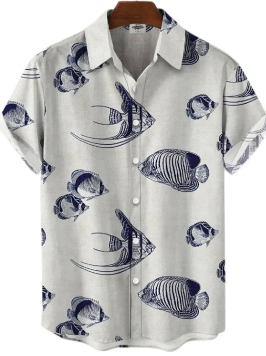Camisa hawaiana - peces silueta